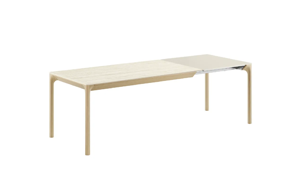 Tavolo allungabile Zeno Caranto con piano in ceramica e base in legno di Veneta Cucine