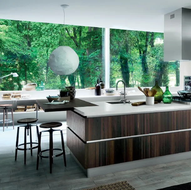 Cucina Moderna Oyster con isola in Rovere Botte di Veneta Cucine