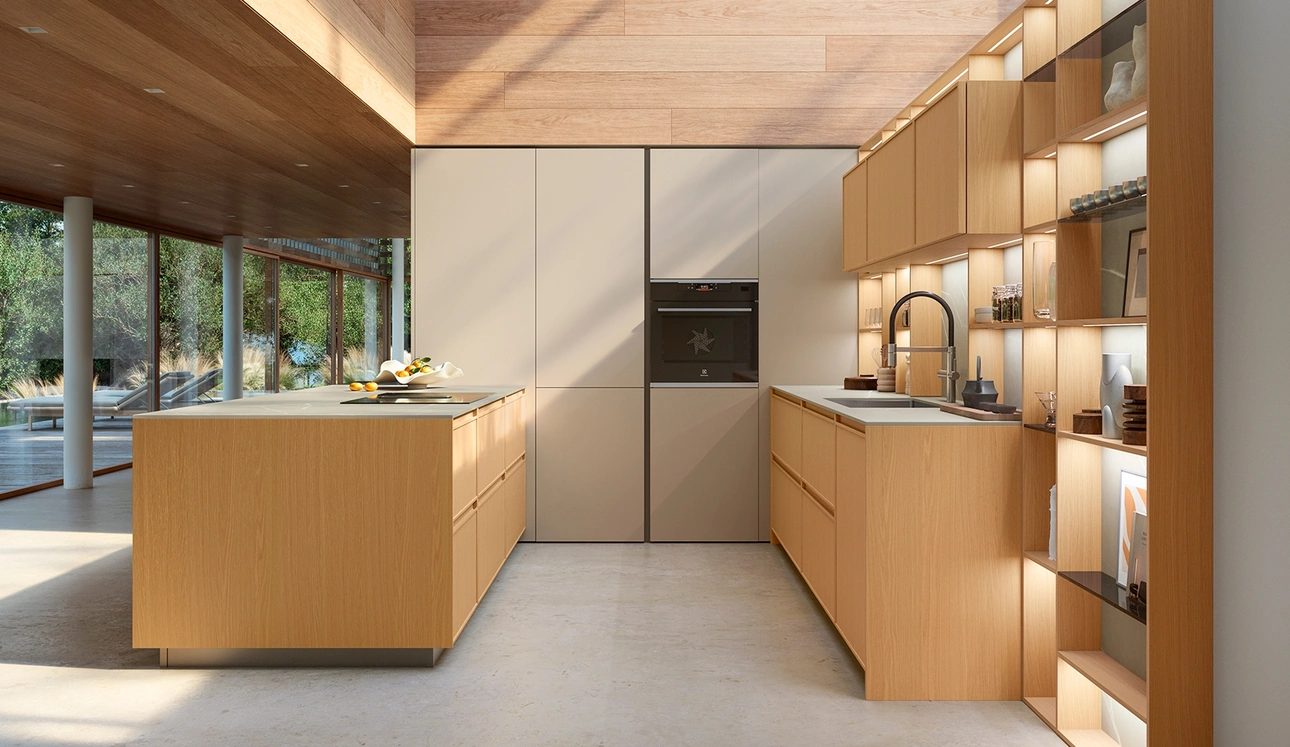 Cucina Moderna con penisola Sakura 08 di Veneta Cucine