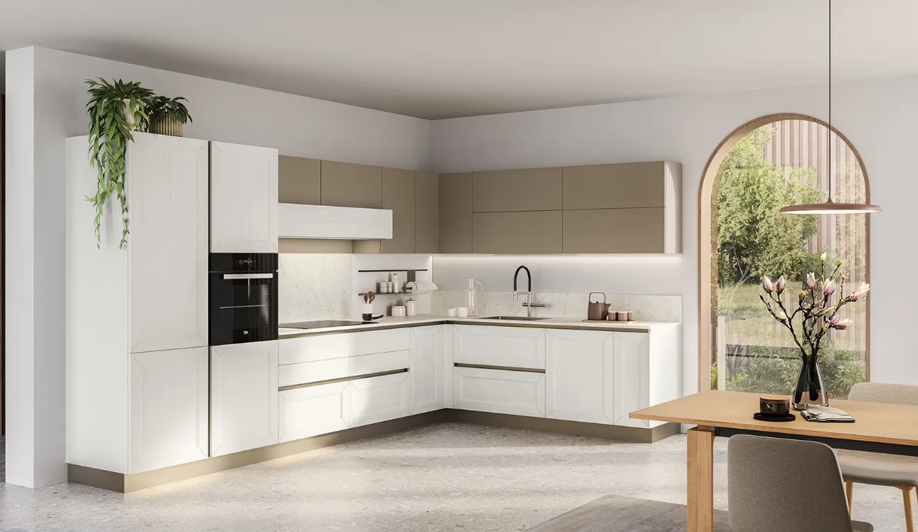 Cucina Moderna Tablet 02 in laccato Sequoia Bianco e Caffè di Veneta Cucine